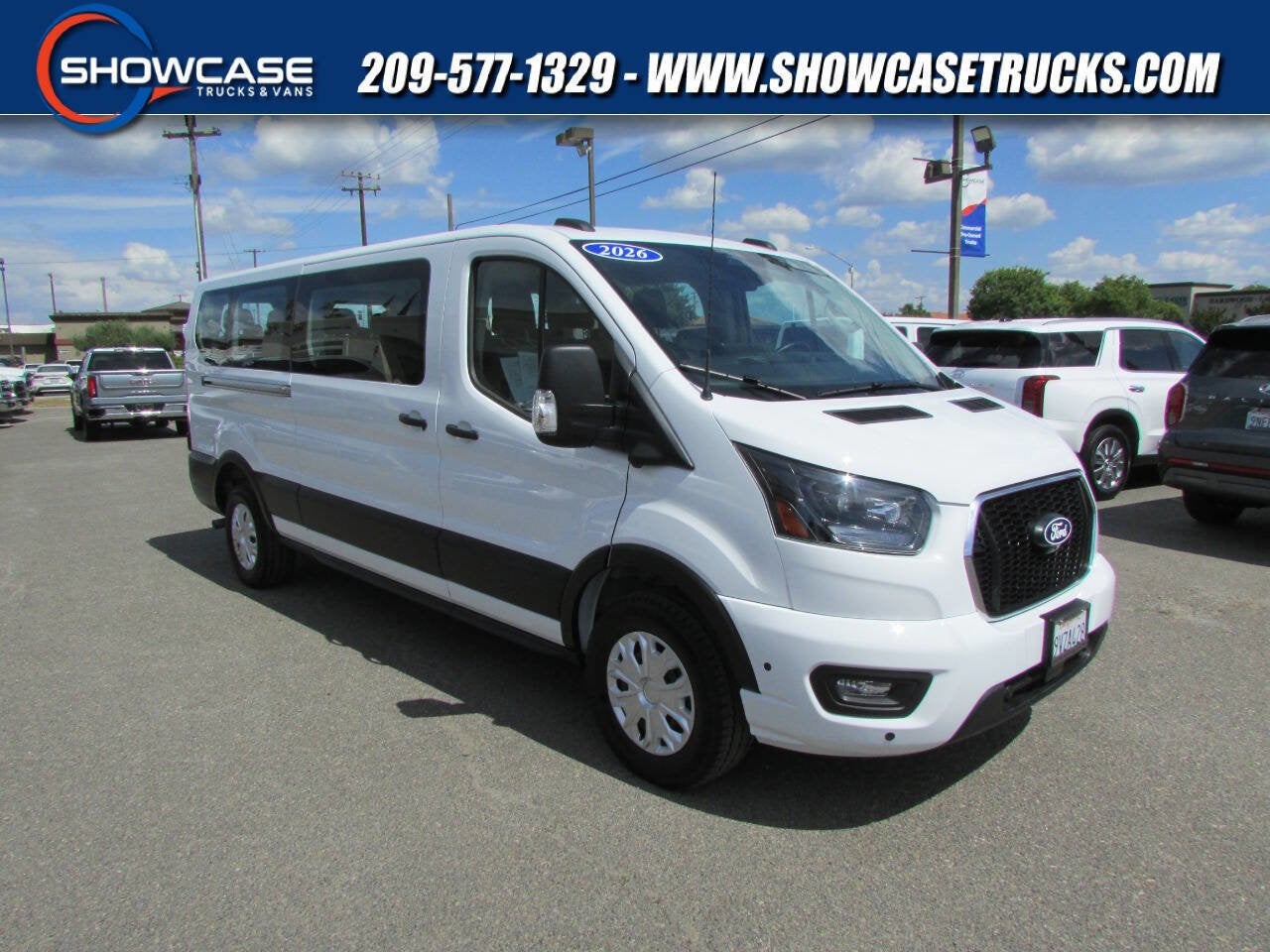 2026 Ford Transit Passenger Wagon 350 XLT 3dr LWB Low Roof Passenger Van in Oxford White — front three-quarter view