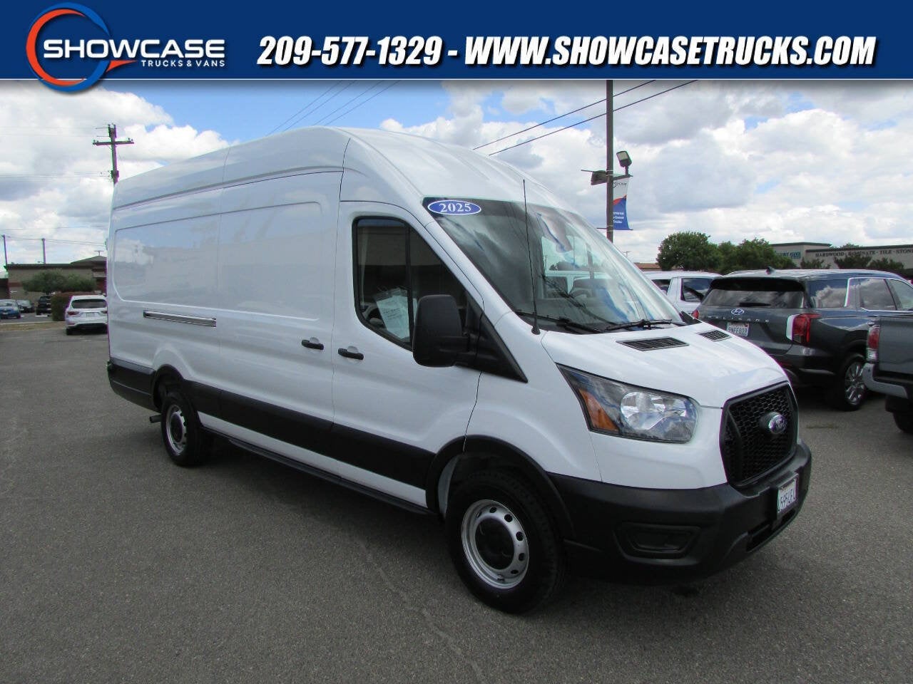 2025 Ford Transit Cargo Van 250 3dr LWB High Roof Extended Cargo Van in Oxford White — front three-quarter view