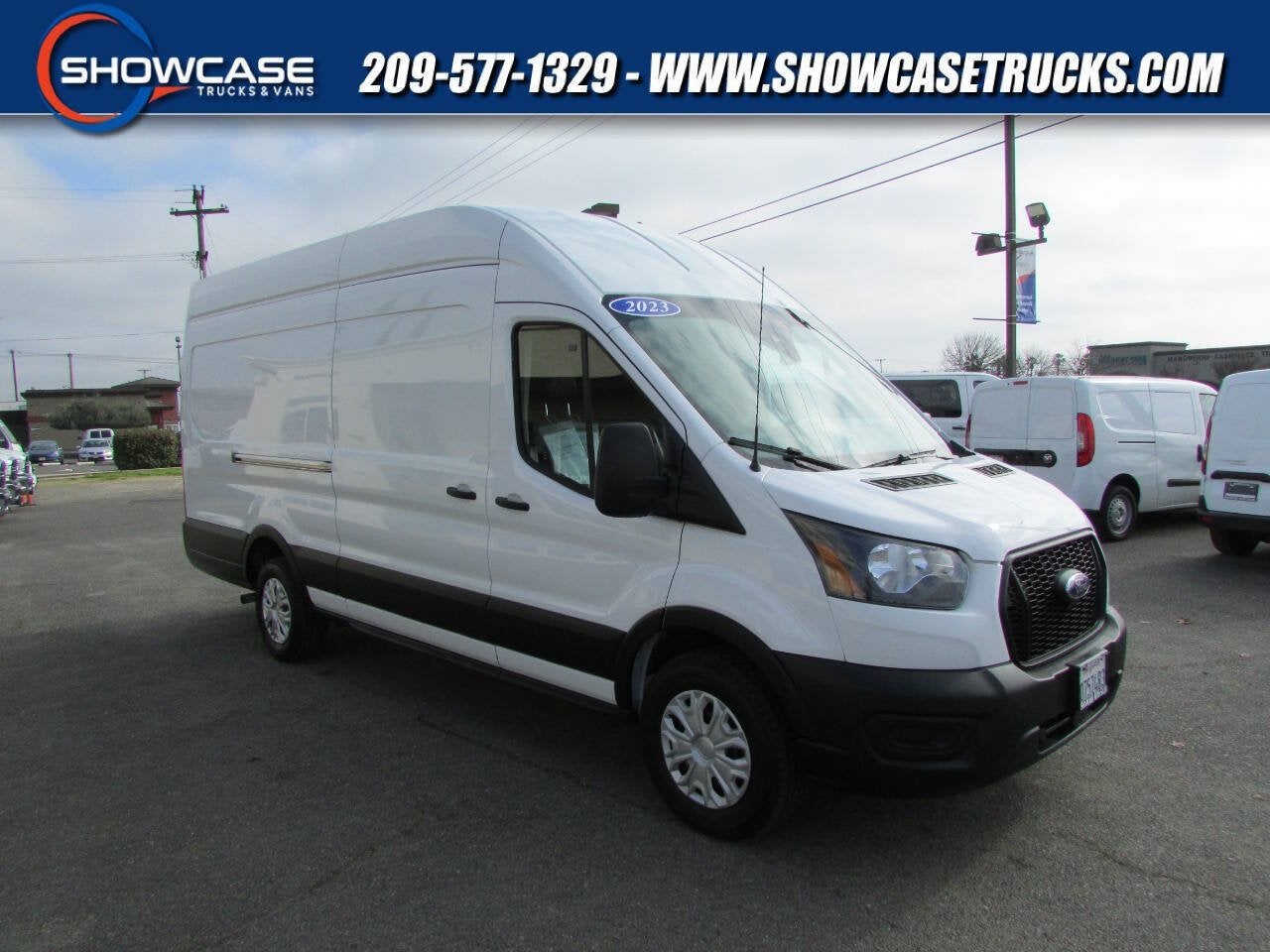 2023 Ford Transit Cargo Van 250 3dr LWB High Roof Extended Cargo Van in Oxford White — front three-quarter view