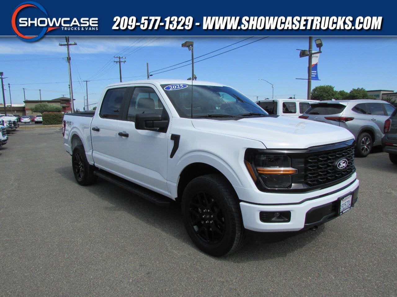 2025 Ford F-150 STX in Oxford White — front three-quarter view