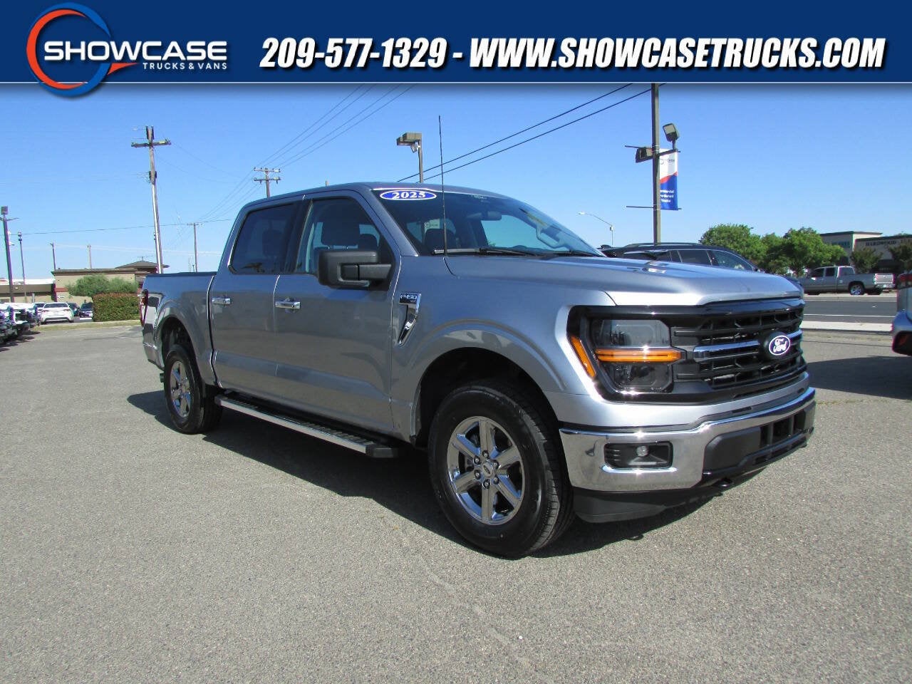 2025 Ford F-150 XLT in Iconic Silver Metallic — front three-quarter view