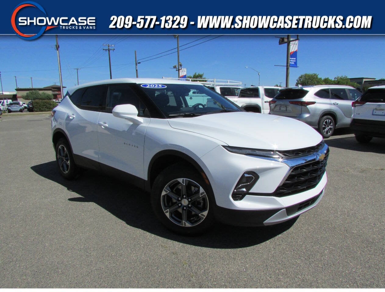 2025 Chevrolet Blazer LT in Summit White — front three-quarter view