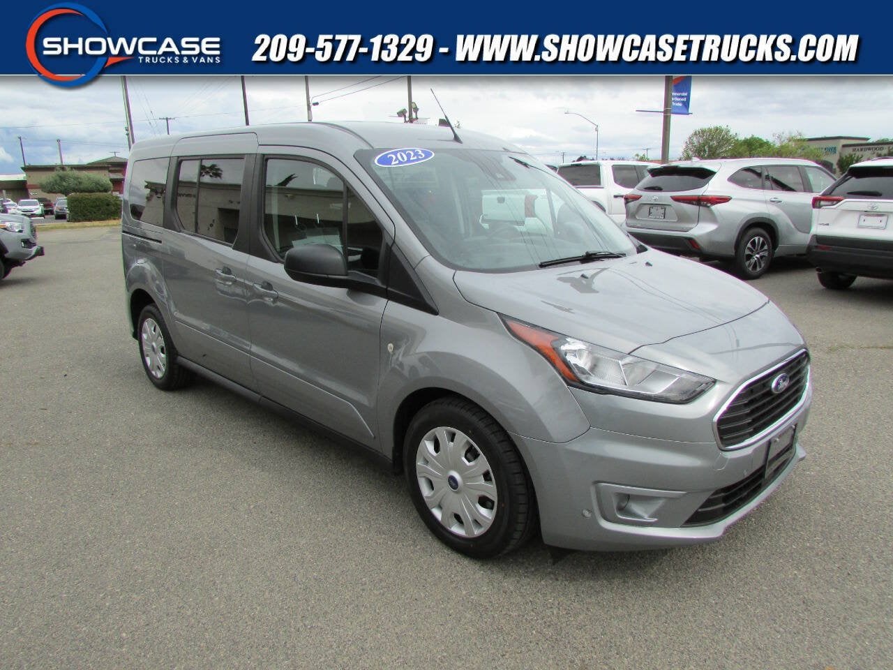 2023 Ford Transit Connect Wagon XLT in Solar Silver — front three-quarter view